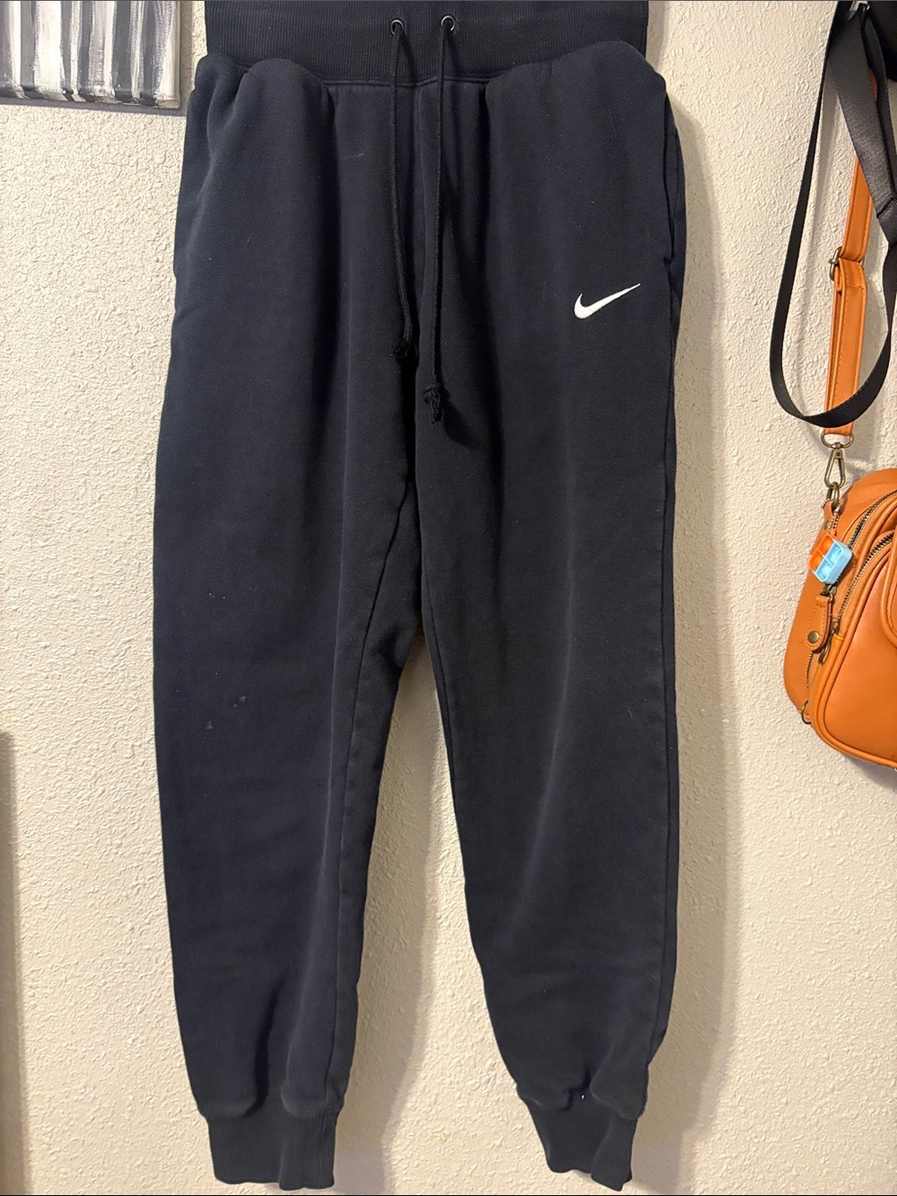 Nike Kids Black Jogger Sweatpants with White Swoosh